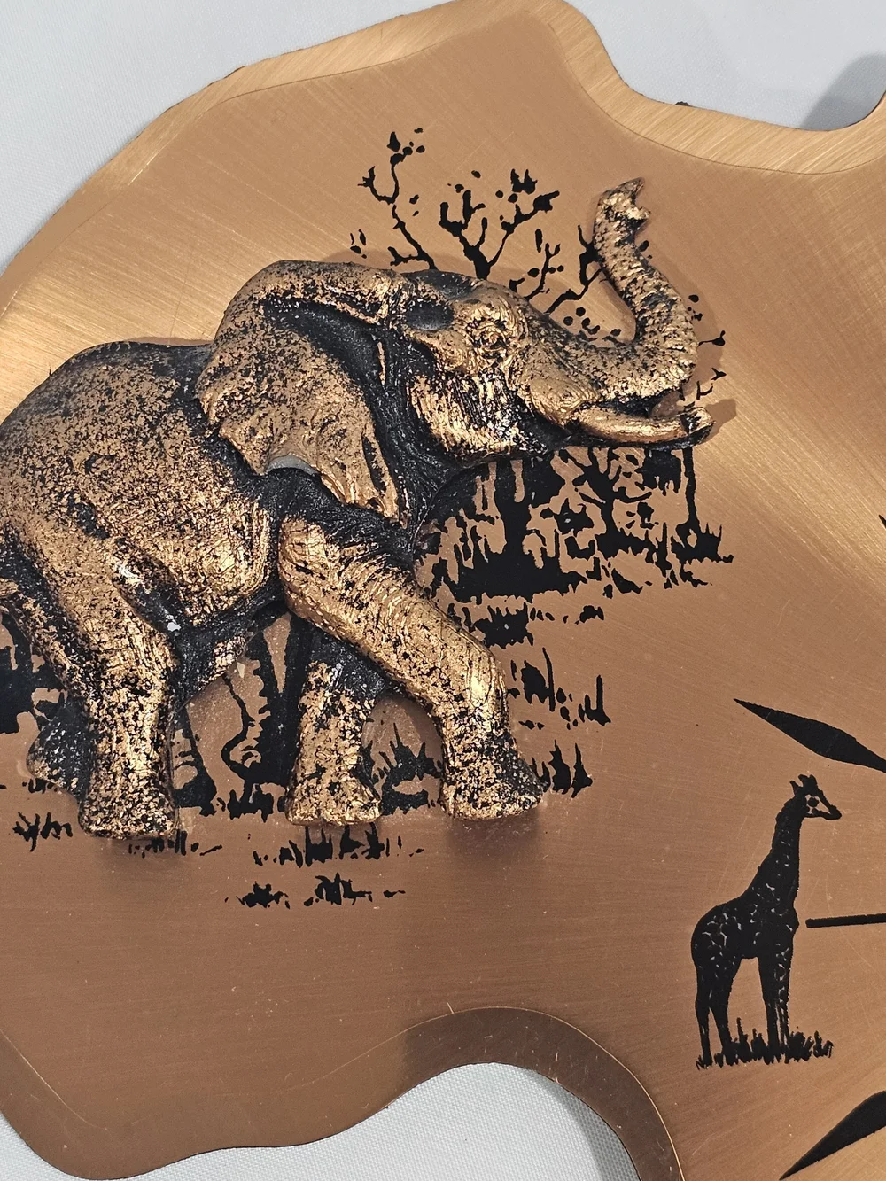 Copper Africa-Shaped Wall Clock with Wildlife Motif - Unbranded